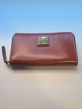 Dooney & Bourke Chestnut Brown Leather Zip-Around Wallet